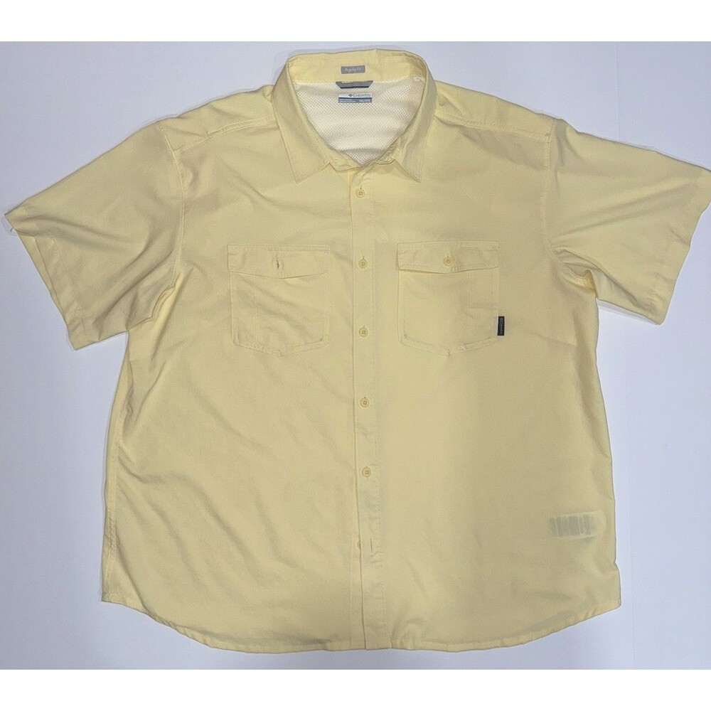Columbia PFG Yellow Vented Shirt Men's Short Sleeve Size XXL 2TG UV protection‎